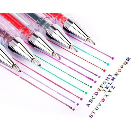 W3JD 100 Color Marker Gel Pen Glitter Metallic Pastel Color No Duplicates Drawing Pen