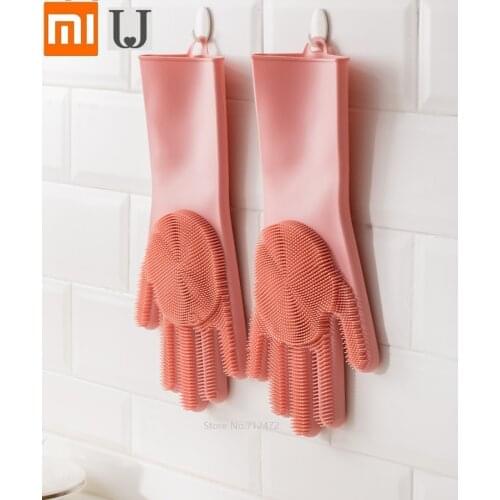 Youpin jordan judy Healthy silicone dishwashing gloves women Kitchen Waterproof Brush bowl Gloves Do laundry Housework gloves