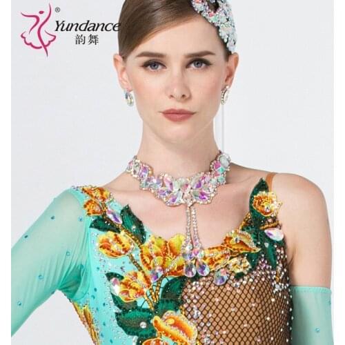 Lady Dance Necklace Female Modern Neck Ornament National Standard Neck Flower Diamond Latin Neckwear Necklace Accessories B-6587