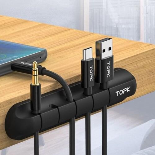 1pcs USB Cable Organizer Wire Winder Earphone Holder Cord Clip Office Desktop Phone Cables Silicone Tie Fixer Wire Management