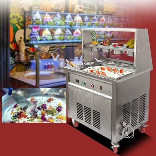 Commercial Yogurt Ice Cream Thai Style Dessert Shop Fried Roll Food Truck Ace of Aces Gumball Machine Maker 220V 3200W