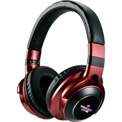 LED Light Wireless Bluetooth Headphones 3D Stereo Earphone With Mic Headset Support TF Card FM Mode Audio Jack