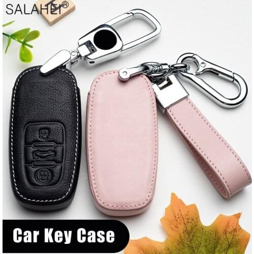 Leather Car Key Case Cover for Audi A1 A4 A5 A6 A7 A8 B6 B7 B8 B9 TT TTS 8S SQ5 A4L A6L Q3 Q5 Q7 S5 S6 S7 Protection Accessories