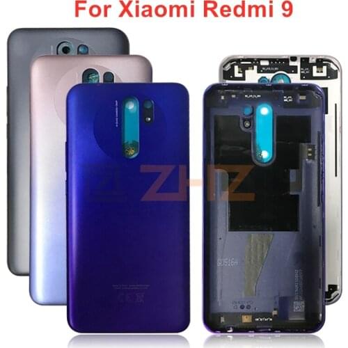 For Xiaomi Redmi 9 Battery Back Cover Rear Door Housing Side Key Replacement Repair Spare Parts