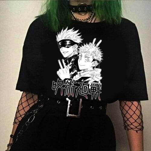 Women Harajuku T Shirt Jujutsu Kaisen Tops O-Neck T-shirt Women Short Sleeve Anime Tshirts Casual Japanese Women Clothes