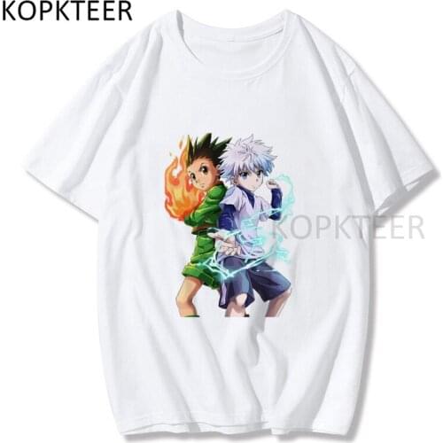 Gon and Killua Harajuku Mens Tshirt Unisex Cool Printed Summer Short Sleeve T-shirts Streetwear Women O Neck Casual T-Shirts