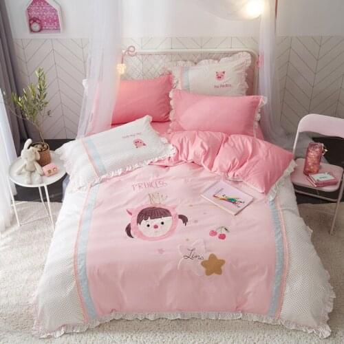 New 3/4 pcs Luxury Comforter Bedding Sets girls boys Bed Linen Cotton/embroidery Duvet Cover Bed Sheet Pillowcases Cover Set