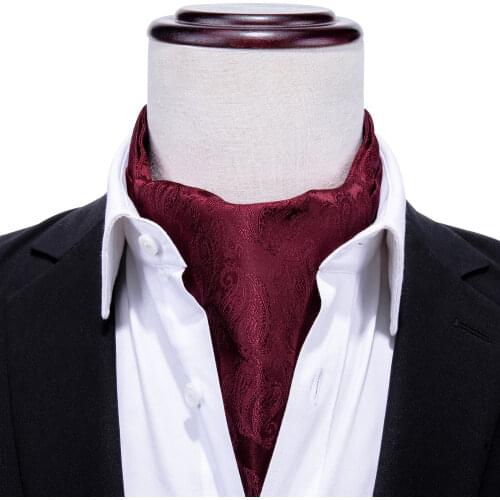 Men Ascot Tie Vintage Paisley Wedding Formal Cravat Ascot Self British Style Gentleman Polyester Silk Cravat Set Suit Barry.Wang