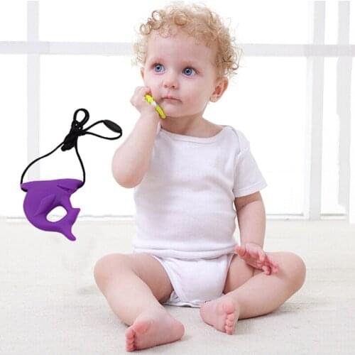 Cute Shark Pendant Food Grade Silicone Teething Teether Baby Nursing Jewelry For Mom Soft Shark Necklace Toys For Chew