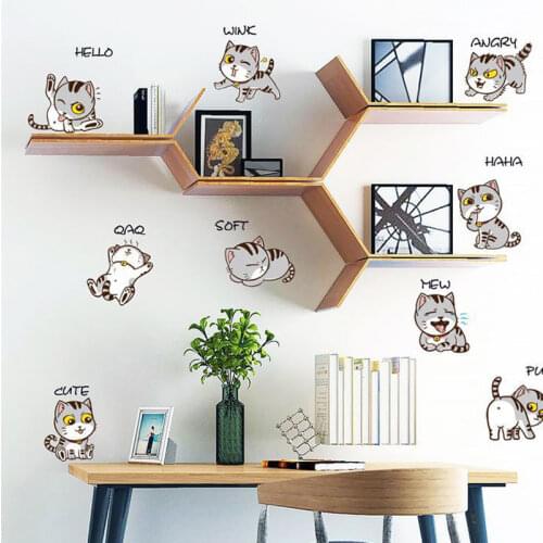 Cat Wall Stickers Living Room Bedroom Childrens Room Wardrobe Bar Counter Corridor Wall Decorative Waterproof PVC Wall Sticker