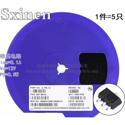 5PCS Riginal Genuine CJ78L12 3% SOT-89 0.1A/12V/0.5W Linear Voltage Regulator Circuit Chip