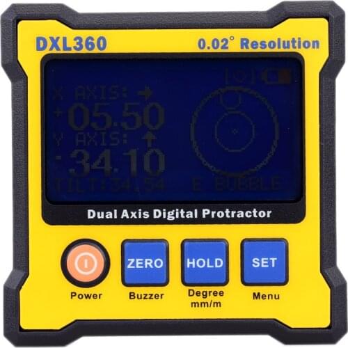 Original High accuracy Dual Digital Level Gauge Instrument Axis Protractor DXL360 Portable Angle Meter With 5 Side Magnetic Base