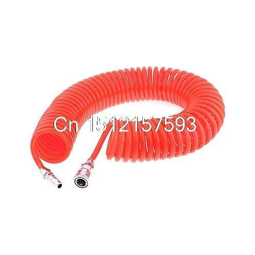 12 Meters Long 8mm x 5mm Polyurethane Coiled Air Hose Pipe Orange