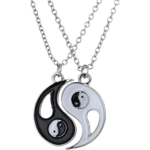 Holiday gifts - Yin Yang Necklaces 2 Pendants Best Friend Lovers YING YANG Necklace Set couple