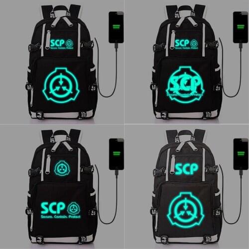 High Quality Anime SCP Schoolbag Backpack Luminous Bag USB Charging Laptop Leisure Travel Bag for Students Men Male 2020 Teens
