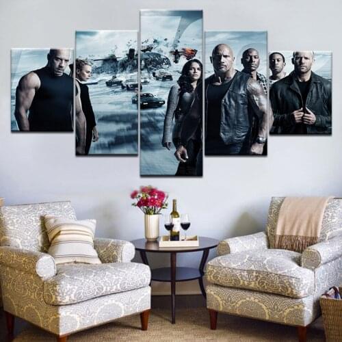 Speed Passion 5 Panels HD Printed Canvas Poster Home Wall Art Modern style Landscape picture for living room wall Unique Gif