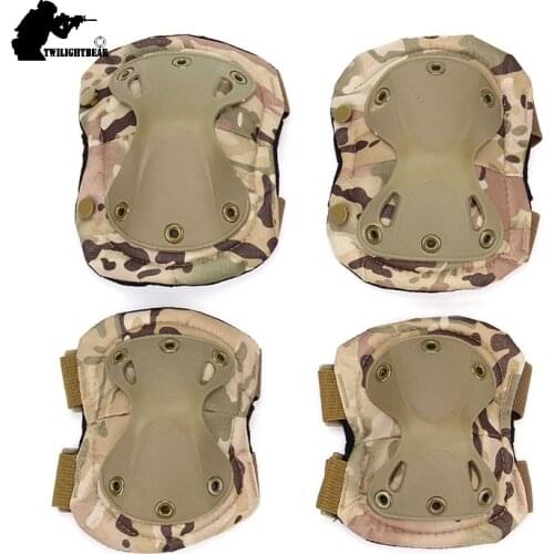 Military Tactical Protective Gear Set Hight Quality Knee Pads+Elbow Pads Outdoor army Cs Paintball Police Equipment MJ2