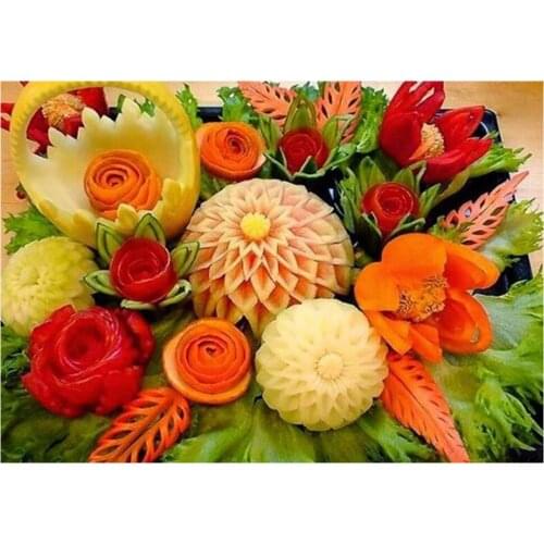 Fruit carving art pattern 5D DIY full diamond cross stitch diamond mosaic home decoration