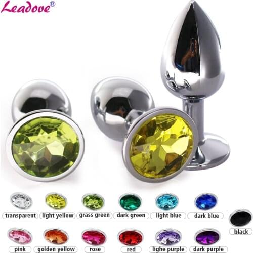 Medium Size Crystal Jewelry with 13 Color Anal Plug Butt Plugs Booty Beads Metal Prostate Massager Sex Toys for Couple GS0023