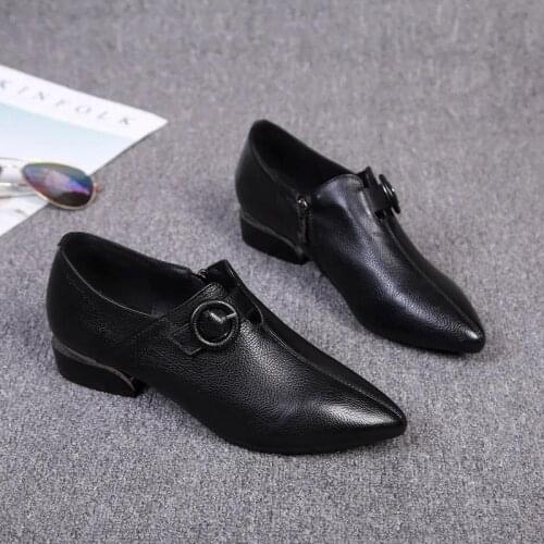 Women Classic High Quality Pointed Toe Black Pu Leather Slip on Autumn Boots Female Winter Cool Square Shoes Sapatos Azuis H7066