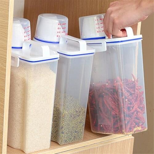 1Pc Portable Size Transparent Plastic Kitchen Food Cereal Container Grain Storage Case Bean Bin Rice Storage Box