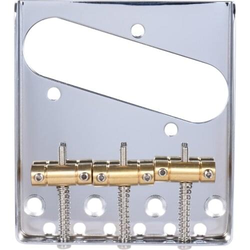 3 Copper Saddle Ashtray Bridge Tailpiece Chrome Plated for Telecaster TELE Electric Guitar Replacement Part with Screws Wrench
