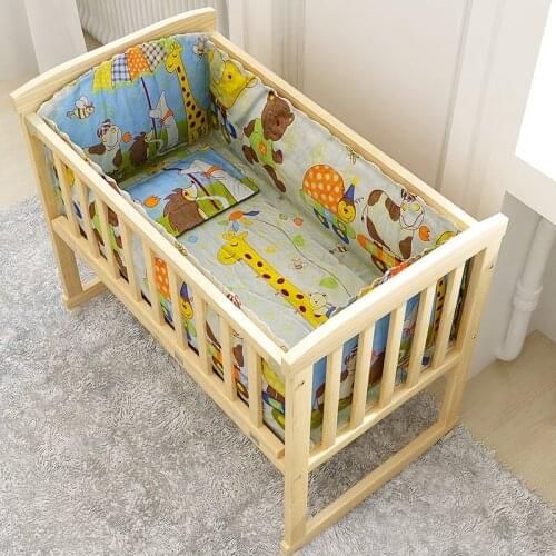 Happy Travel Printing Cotton Baby Bed Bumper Set Kids Crib Around Cushions Childrens Cot Protector Pillows