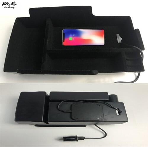 1lot Mobile phone wireless charging Central Armrest storage box for 2012-2016 Toyota camry MK7