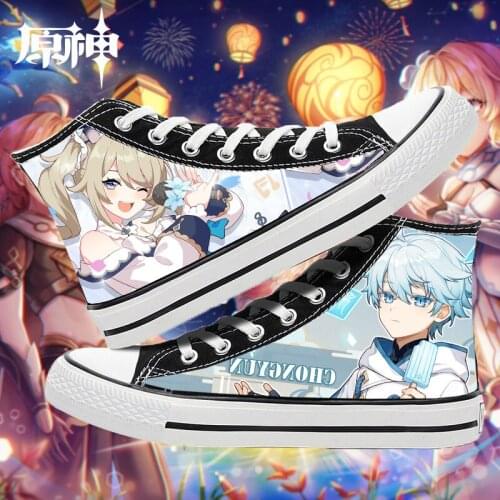 Game Genshin Impact Klee Xiao Print Canvas Shoes Zhong Li Tartaglia Venti Cosplay High Top Sneakers Casual Shoes Fashion boots