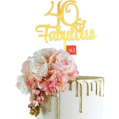 Hot Sale Fabulous 40 50 70 Numbers Birthday Cupcake Happy18 21 25 26 27 28 29 30 40 50 60 70Acrylic Cake Top Flag Decoration