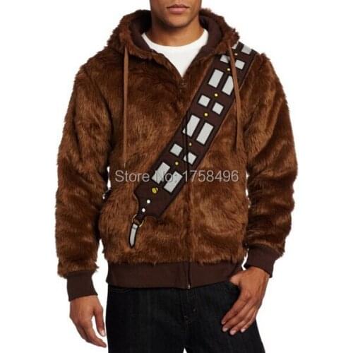 Star Cosplay Wa I Am Chewie Chewbacca Furry Polyester Brown Costume Hoodie Cosplay Jacket Coat