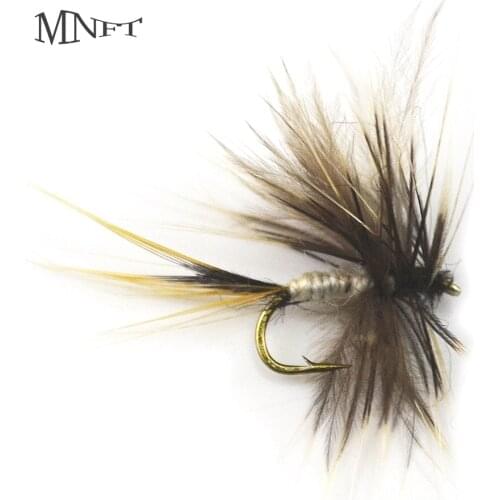 MNFT 10PCS 14# 12# Grey Mosquito Dry Fly Hooks Fishing Trout Salmon Dry Flies Fish Hook Lures