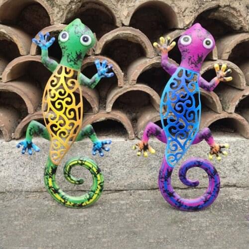 Farmhouse Wall Decor Gift Patio Fence Metal Gecko Cute Bedroom Hanging Home Outdoor Garden Iron Art Backyard Sculptures