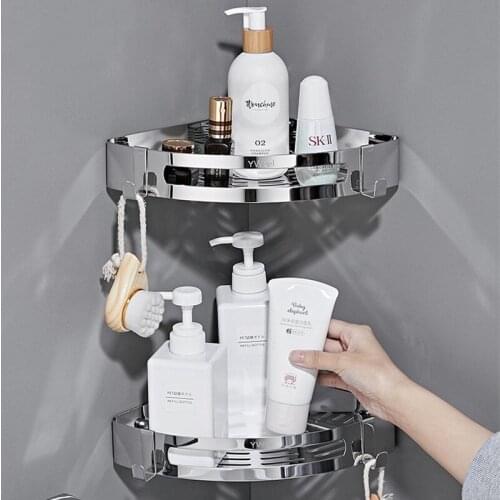 1pcs Shower Hanging Basket Shampoo Holder Wall Mounted Bathroom Shelves With Hook Floating Shelf Kitchen Storage Accessories