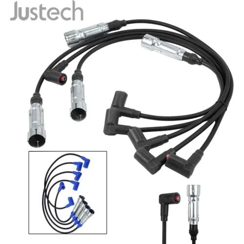 Justech New Ignition Cable Kit 032905483G 059998031 For SEAT VW GOLF 2 1.0-1.3-1.8 JETTA TRANSPORTER T3 black/Blue Ignition Kit