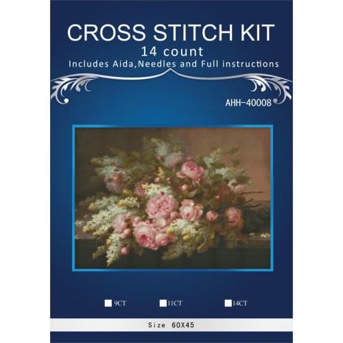 Oneroom vase flowers 4 Cross Stitch Embroidery Kits 14CT Owl Animal Tree Cotton Thread Painting DIY Needlework DMC