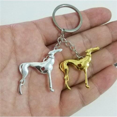 Wholesale Trendy Greyhound Dog Key Chains Fashion Women Bag Cars Pendant Accessories Key Rings Gift Punk Gold Color Color