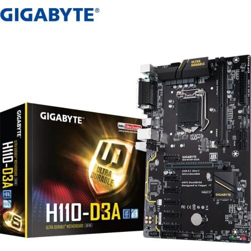 Original New Desktop motherboard For Gigabyte GA-H110-D3A H110-D3A H110 LGA 1151 support 2*DDR4 32G 4*SATA3 1*M.2 ATX