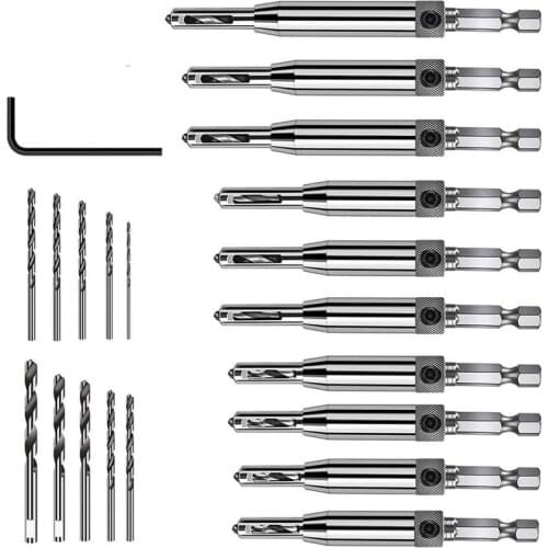 HOT-21-Piece Hinge Punch Drill Set, Self-Centering Hinge Punch 5/64 inch 9/64 inch 11/64 inch13/64 inch 5mm 1/4 inch