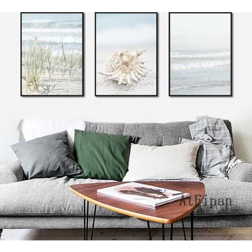 Nordic Seascape Poster Coastal Landscape Conch Wall Art Home Painting Decor Painting Canvas Prints Poster Modern