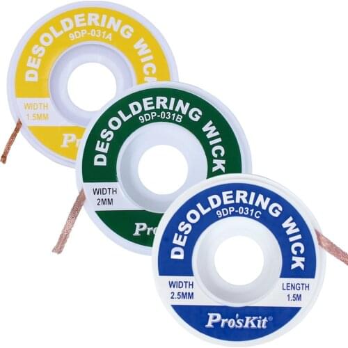 Proskit Professional Length 1.5M width 1.5mm 2.0mm 2.5mm Desoldering Braid Solder Remover Wick Wire Repair Tool