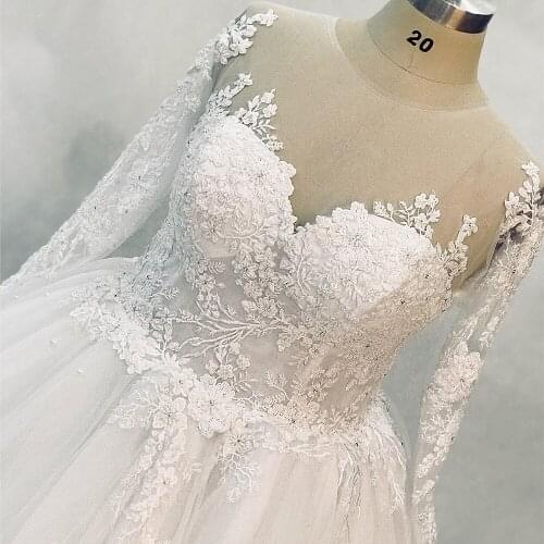 RSW719 2018 Elegant Plus Size Ball Gown Wedding Dresses With Sleeves