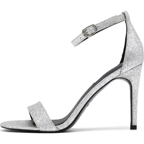 Sexy Women High Heel soft silks Silver black red Sandals Buckle Strap Rome Shoes Stilettos peep-toe Wedding Bridesmaid Pump