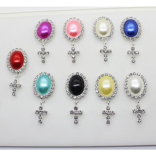 10pcs/Lot Silver 20mm*41mm Silver Rhinestone Pendants Buttons for Wedding Decoration Metal Brooch Hair Bow DIY Jewelry Craft