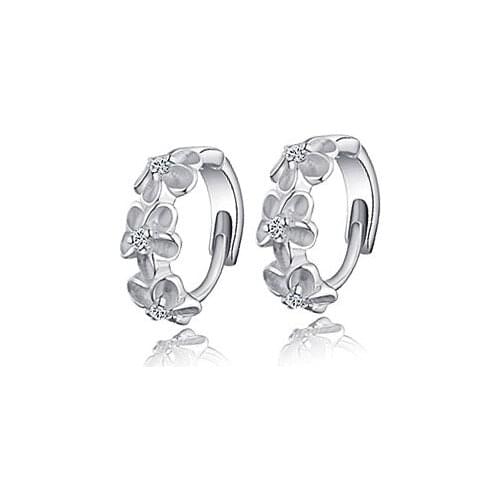 Stud Earrings 925 Sterling Crystal flower Silver Earrings For Women Earings Fashion Jewelry Female Brinco Earing oorbellen
