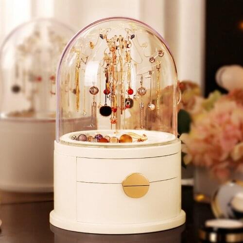 Jewelry Storage Box 360 Degree Rotation Necklace Ornaments Display Shelf Bracelet Earring Hairpin Organizer Box Large Capacity