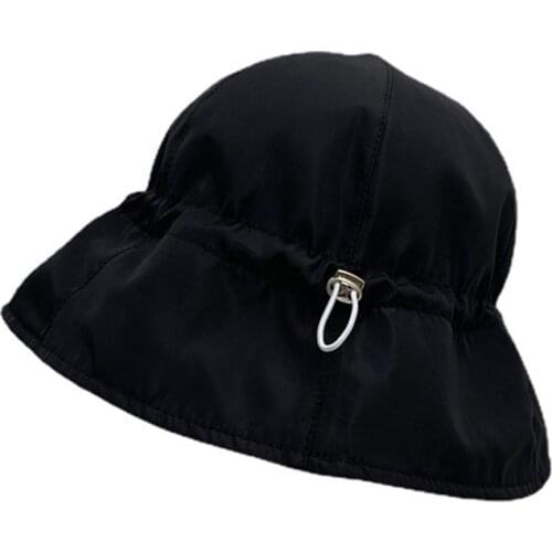 1PCs Sun Hat UV Protection Fisherman Hat Women Large Wide Brim Drawstring Hat Hiking Outdoor Hat fits Spring And Summer New