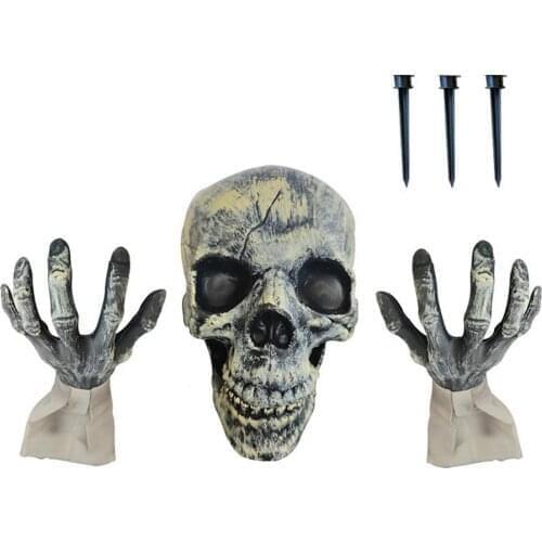 Horror Creepy Corpse Skeleton Stakes Ghost Head Horror Props Garden Statue Halloween Decoration Haunted House Props Supplies
