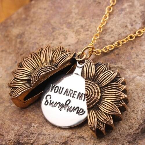 You Are My Sunshine Sunflower Necklaces Women Long Chain Sun Flower Rose Gold Silver Color Female Pendant Necklace Jewelry