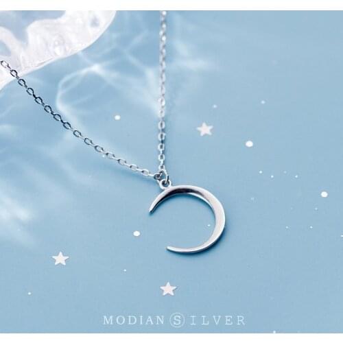 MODIAN Minimalist Crescent Pendant Necklace for Women 925 Sterling Silver Adjustable Link Chain Necklace Fine Jewelry 2020 New
